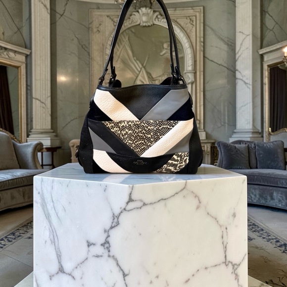 COACH Edie 31 with Patchwork with Snakeskin Detail — Pewter/Black Multi - Picture 4 of 7